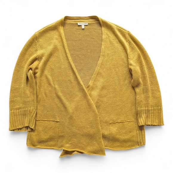 Eileen Fisher 100% Hemp Marigold Cardigan Sweater Open Front‎ Patch Pockets M - Picture 2 of 8